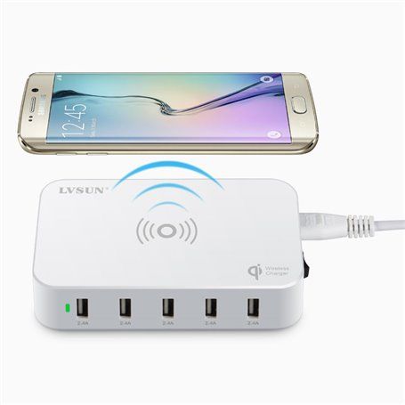 Smart 5-Port USB and Qi Charging Station Lvsun - 2