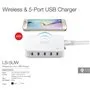 Smart laddningsstation med 5 portar för USB- och Qi-laddning Lvsun - 1