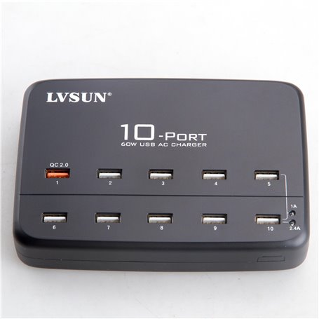 Station de Recharge Intelligente 10 Ports USB 60 Watts LS-10UA Lvsun - 3