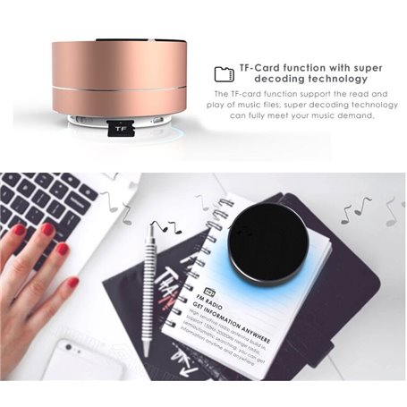 A10 Głośnik Bluetooth Mini ze szczotkowanego metalu z odblaskową lampką LED Favorever - 9