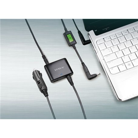 LS-CR90L 90W Ultra Slim Universal Car Laptop DC Adaptor with LCD Di...