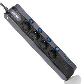 MRJ4402 Bloc Multiprise Protégé Mixte 250 Volts et USB 5 Volts 4Plus4