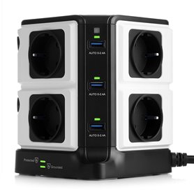 Regleta de alimentación mixta protegida de 250 voltios y USB 8Plus6 de 5 voltios Bestek - 1