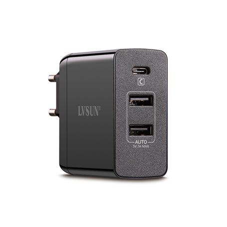 Stazione di ricarica ultraveloce da 45 watt 2 porte USB-A e 1 U ... Lvsun - 1