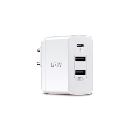 Station de Recharge Ultra-Rapide 45 Watts 2 Ports USB-A et 1 Port USB-C PD 3.0 et QC 3.0 Lvsun - 2