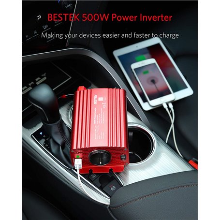 MRI5013-EU Bloc Onduleur Multiprise Protégé Mixte 250 Volts et USB 5 Volts sur Allume-Cigare 500 Watts Bestek - 7