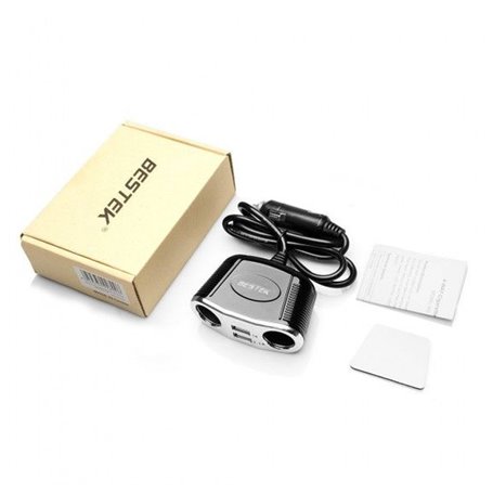 MRS152 BK 2 Socket Car Cigarette Lighter Adapter Splitterwith 3.1A