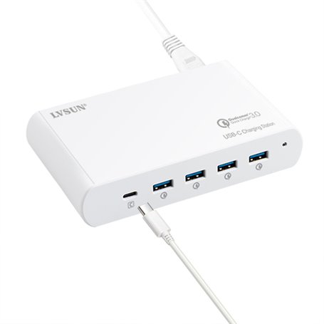 Smart 5-Port USB-A and USB-C Charging Station 110 Watts Quick Charger QC 3.0 PD 3.0 Lvsun - 1