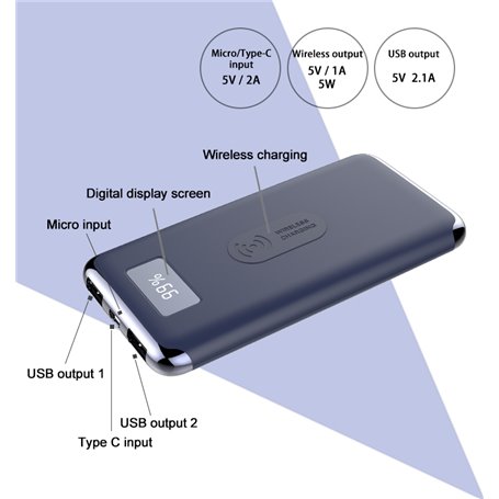 Batterie Externe Portable 8000 mAh et Chargeur Sans Fil Compatible Qi Ayda - 1
