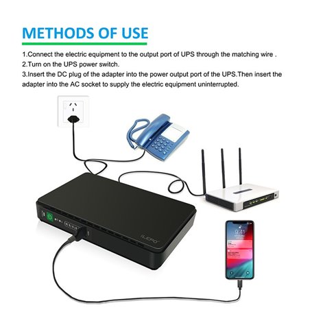 Batterie Externe Portable 8800 mAh et Mini POE 430P UPS Système d'Alimentation Sans Coupure Intelligent W023 Ilepo - 5