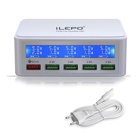 818 Estação de carregamento inteligente 5 portas USB 50 Watts com c...
