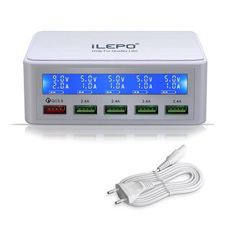 Smart Charging Station 5 Anschlüsse USB 50 Watt mit Schnellladung QC 3.0 Ilepo - 1