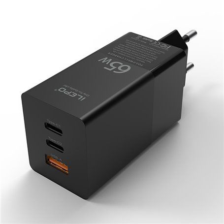 Estação de carregamento inteligente 1 porta USB-A e 2 portas USB-C de 65 watts com carregamento rápido PD 3.0 & QC 4.0 Ilepo - 1