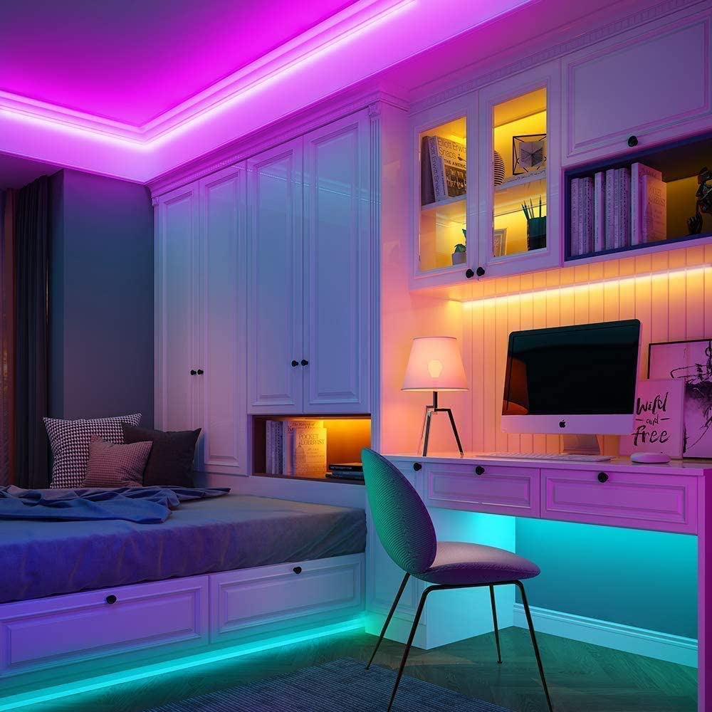 Bande lumineuse LED, JESLED 5M Smart Wifi Bandes lumineuses LED pour chambre  à coucher Fonctionne avec