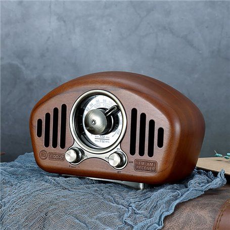 Vintage Style Radio Retro Bluetooth Speaker Cherry Wood Radio AM