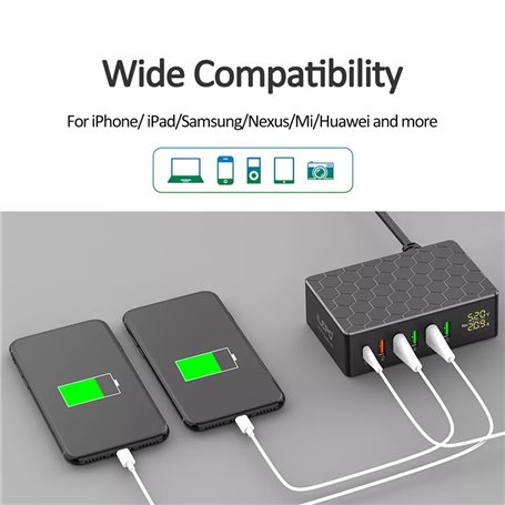 iLepo-i8 6-poorts 65 watt slim USB-laadstation Power Delivery 3.0